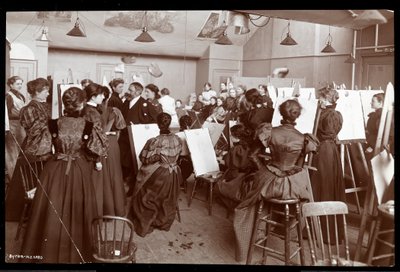 William Chase Teaching an Art Class of Female Students by Byron Company